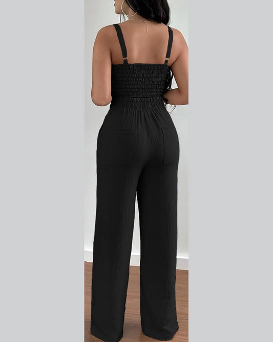 V Neck Shirred Crop Set