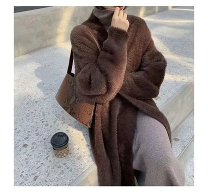 Fluffy Knit Cashmere Sweater Coat