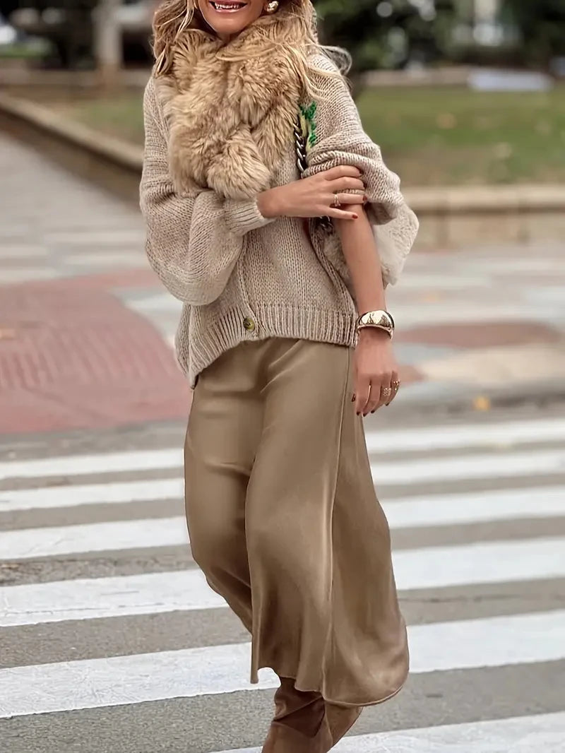 Lantern Sleeve Knit Cardigan