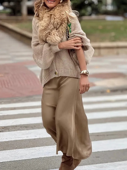 Lantern Sleeve Knit Cardigan