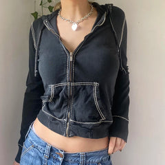 Y2K Embroidered Zip-Up Hoodie