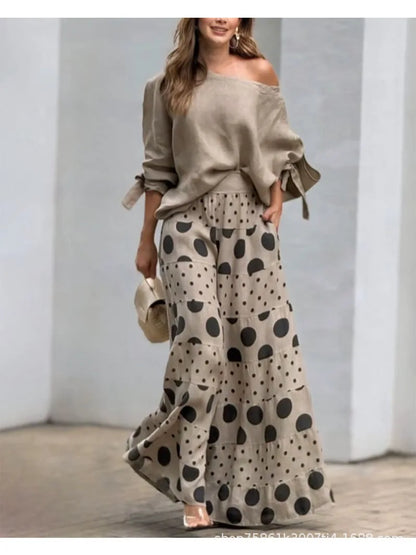 Asym Neck Polka Dot Set