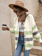 Plush Striped Wool Cardigan