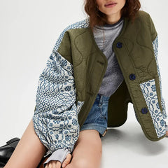 Floral Print O-neck Jacket