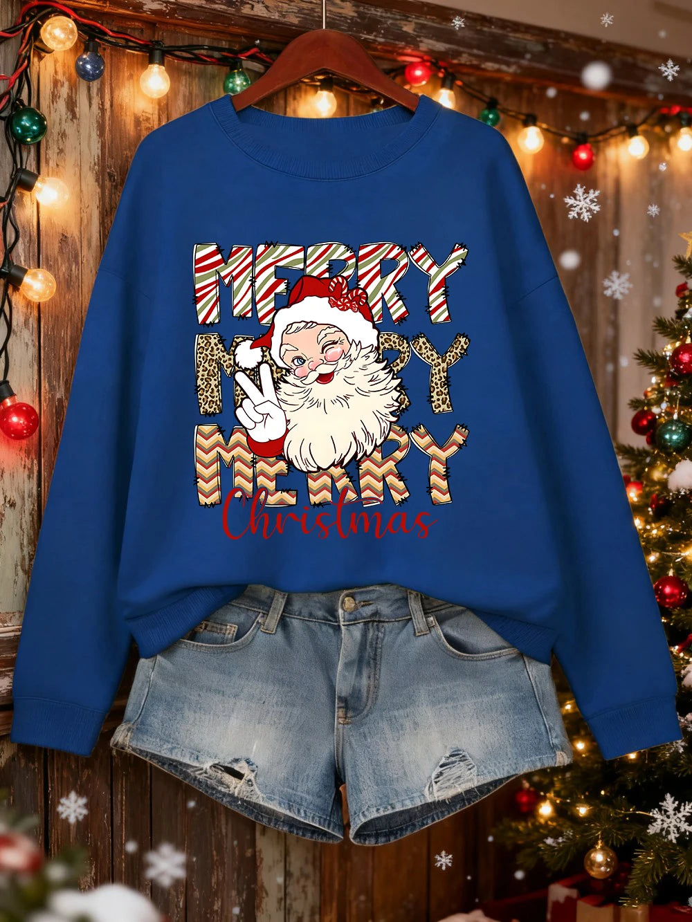 Santa Claus Print Christmas Sweatshirt