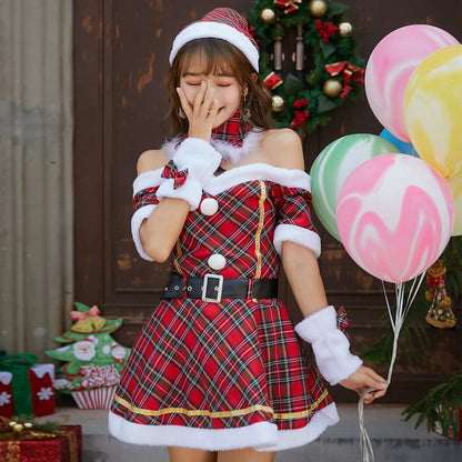 Red Checkered Santa Christmas Dress