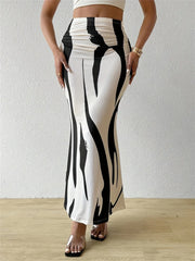 Zebra Print High Waist Fishtail Skirt
