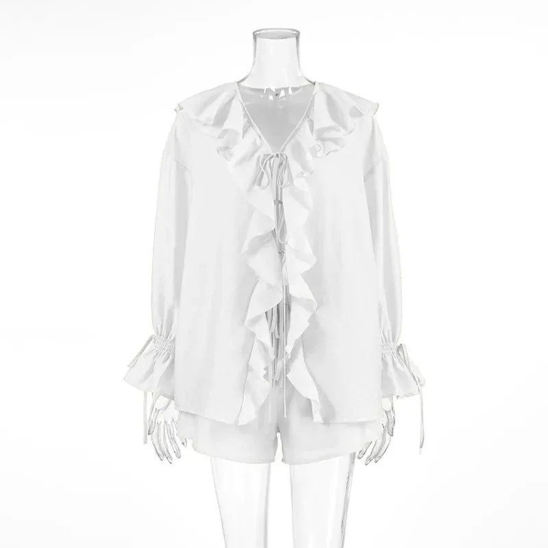 Ruffle Top Shorts Set