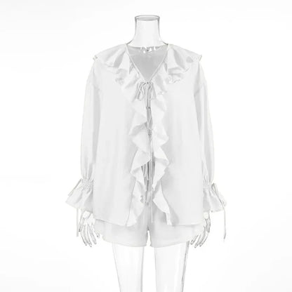 Ruffle Top Shorts Set