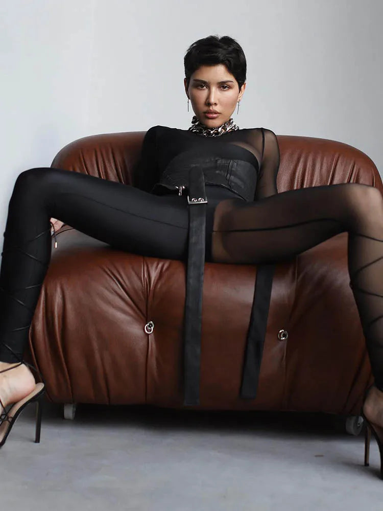 Sheer Mesh Zip Jumpsuit