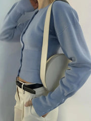 Ribbed Patchwork Knit Cardigan