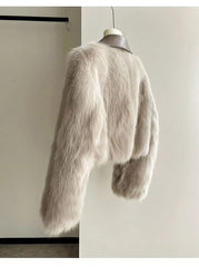 Faux Fur Polo Collar Coat