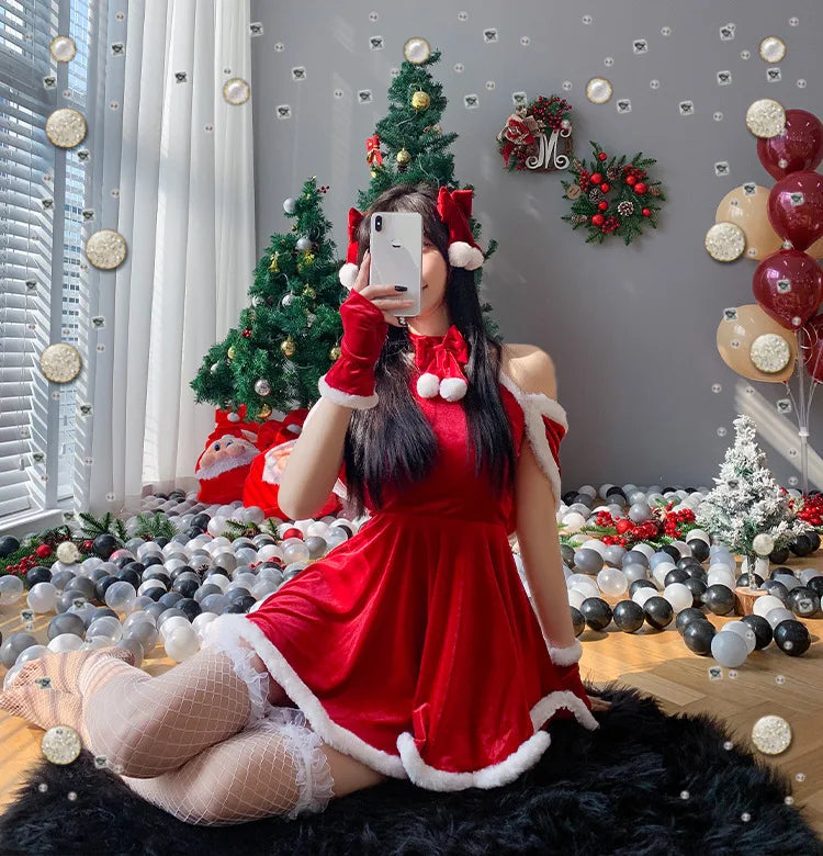 Off-Shoulder Santa Dress