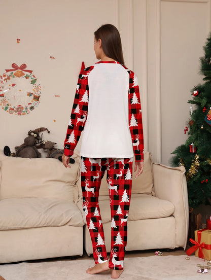 Red Buffalo Plaid Reindeer Print Pajama Set