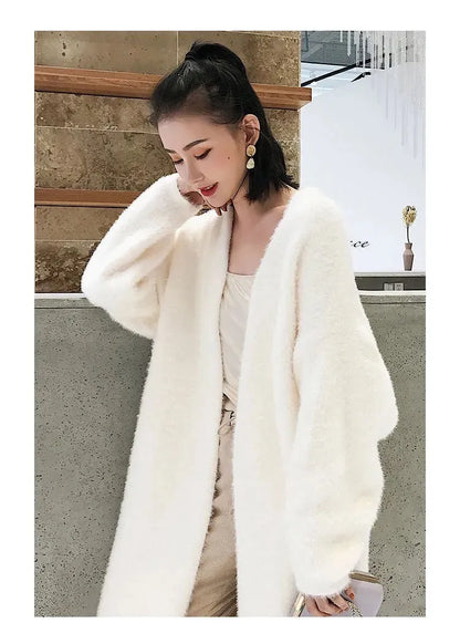 Fluffy Knit Cashmere Sweater Coat