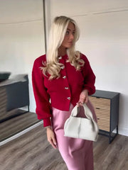 O-Neck Solid Knit Cardigan