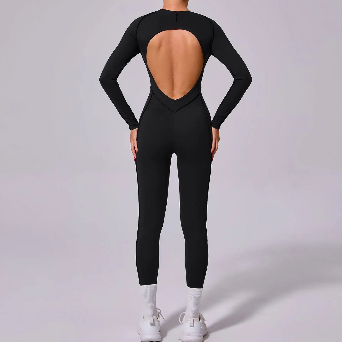 Backless Long Sleeve Yoga Jumpsuit
