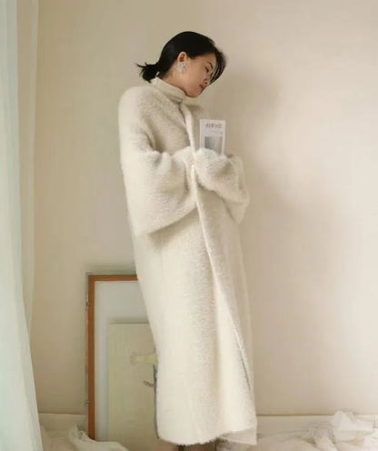 Fluffy Knit Cashmere Sweater Coat