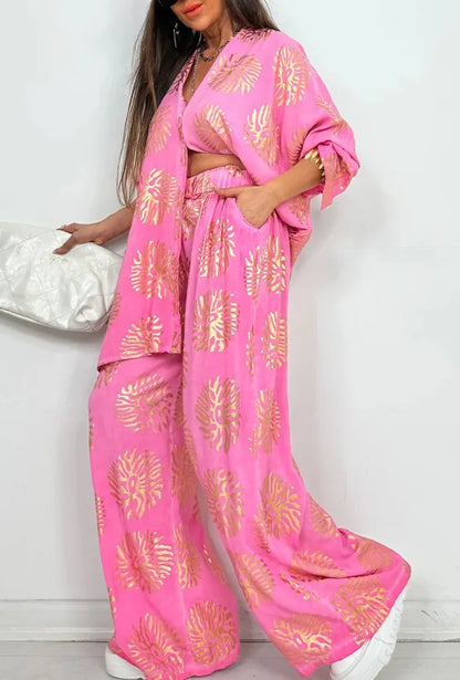 Oversized Print Shirt and Pants Set