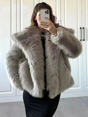 Faux Fur Warm Loose Jacke