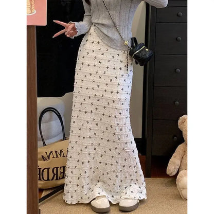 Floral Print Lace Crochet Mermaid Skirt