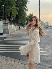 Hollow Out Lace Mini Dress