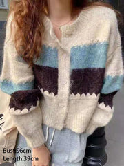 Plaid Short Knit Cardigan