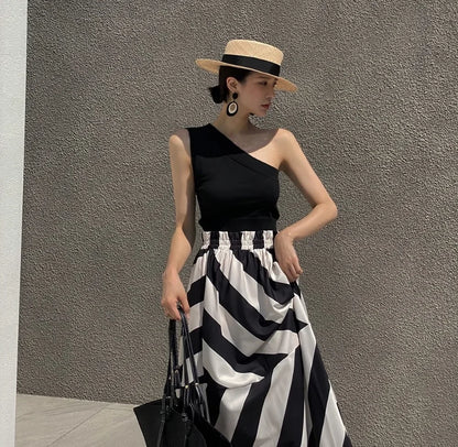 Vintage Striped Maxi Skirt