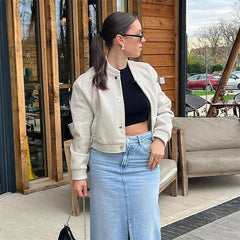 Cropped Tweed Bomber Jacket