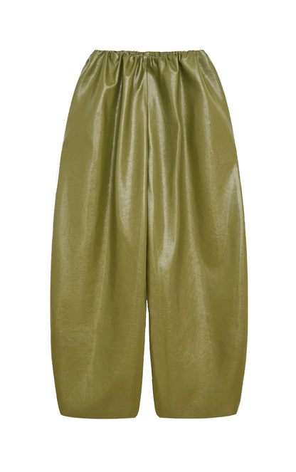 Green Faux Leather Jacket Pants Set