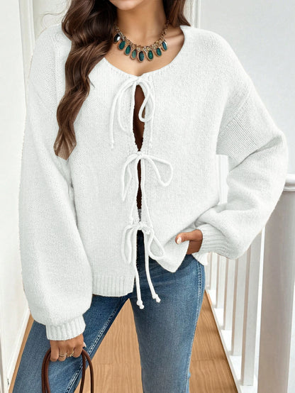 V-Neck Solid Knit Cardigan