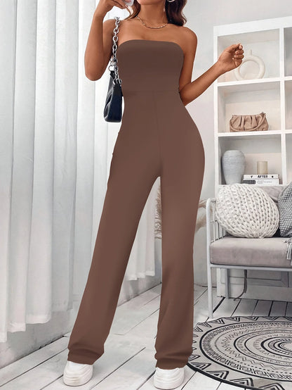 Corseted Slim Fit Flared Jumpsuit