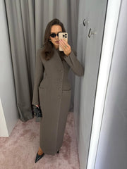 Solid V-Neck Single-Breasted Coat