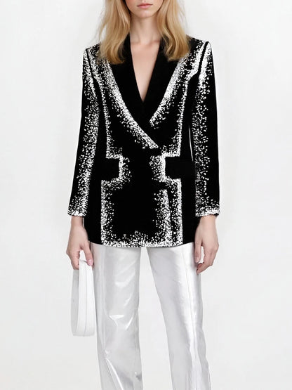 Lapel Printed Tunic Blazer