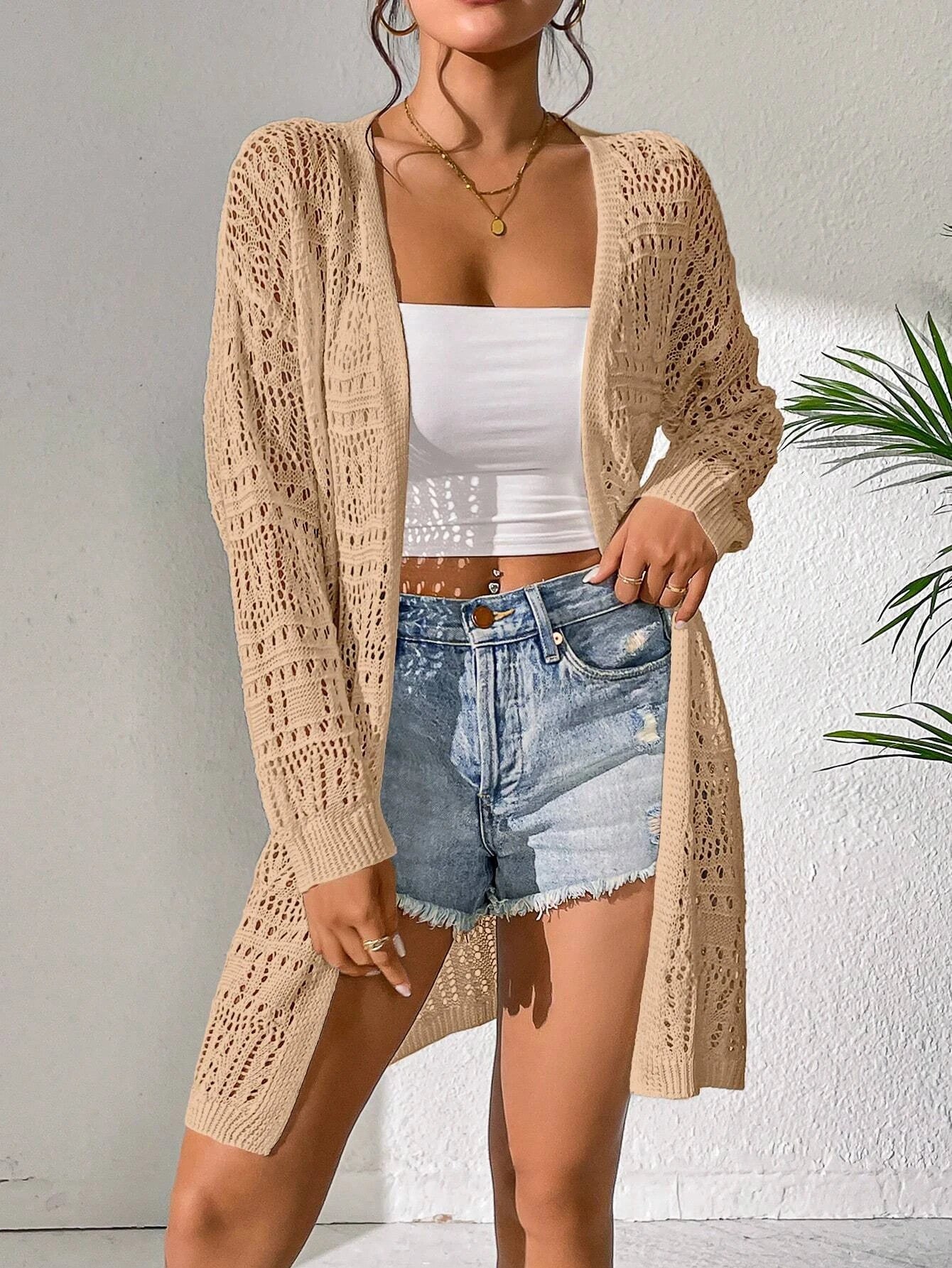 Loose Mid-Length Knit Cardigan