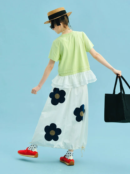 Adjustable Waist Floral Maxi Skirt