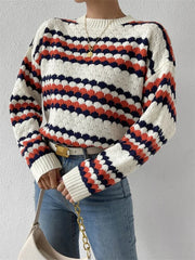 Striped O-Neck Knit Sweater