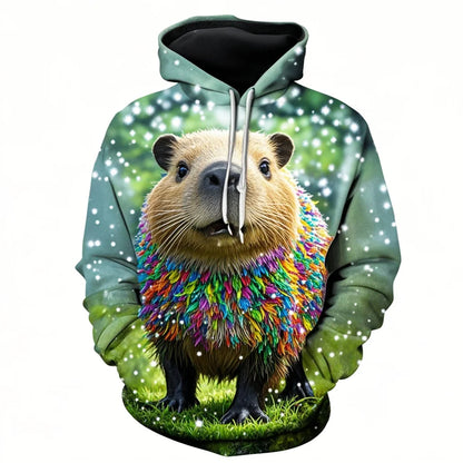 Capybara Print 3D Hoodie for Men
