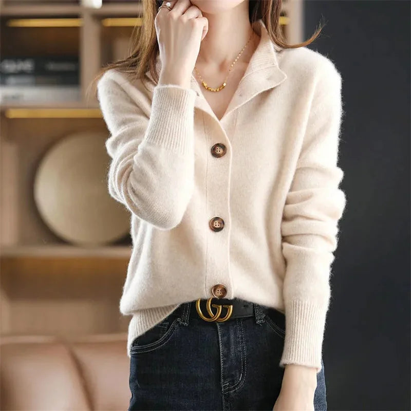 Stand Collar Knit Cardigan