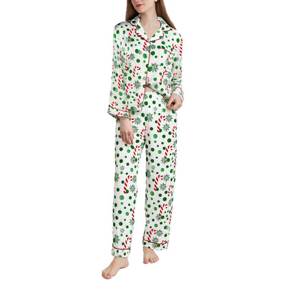 Cartoon Print Christmas Pajama Set