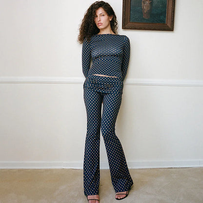 Polka Dot Top Pants Set