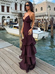 Ruffled Sling Backless Dress