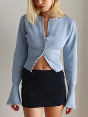 Ribbed Patchwork Knit Cardigan