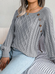 Square Collar Button Knit Sweater