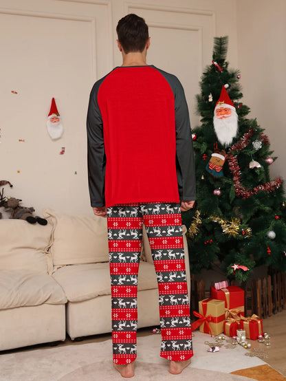 Reindeer Antlers "Merry Christmas" Print Pajama Set