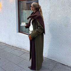 Green Woolen Single-Breasted Coat