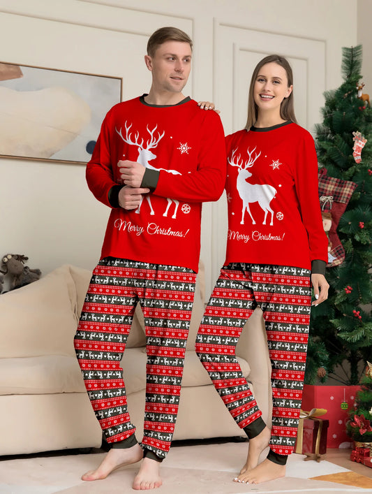 Red Reindeer Print Pajama Set