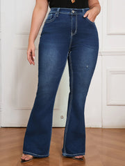 High Waist Embroidered Flared Jeans