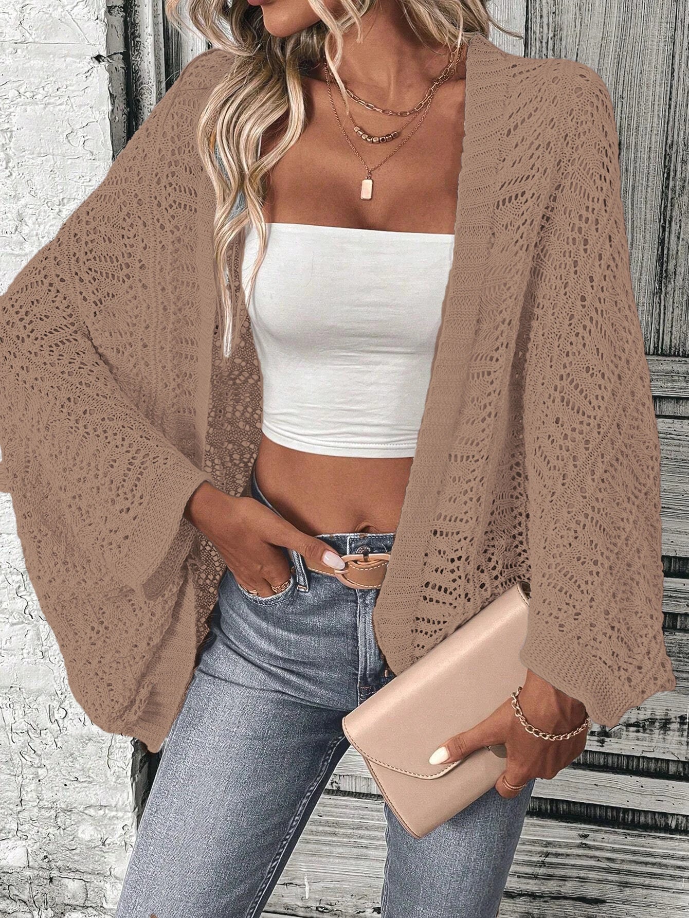 Front Open Batwing Knit Cardigan