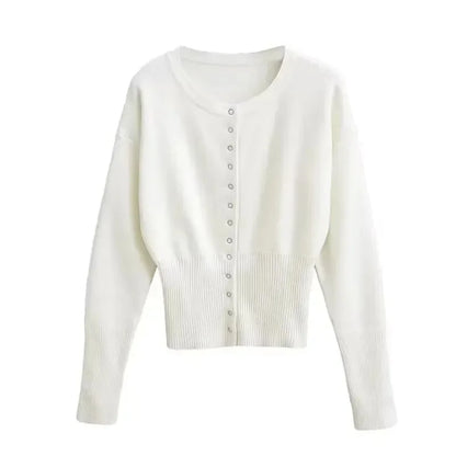 Round Neck Button Knit Cardigan